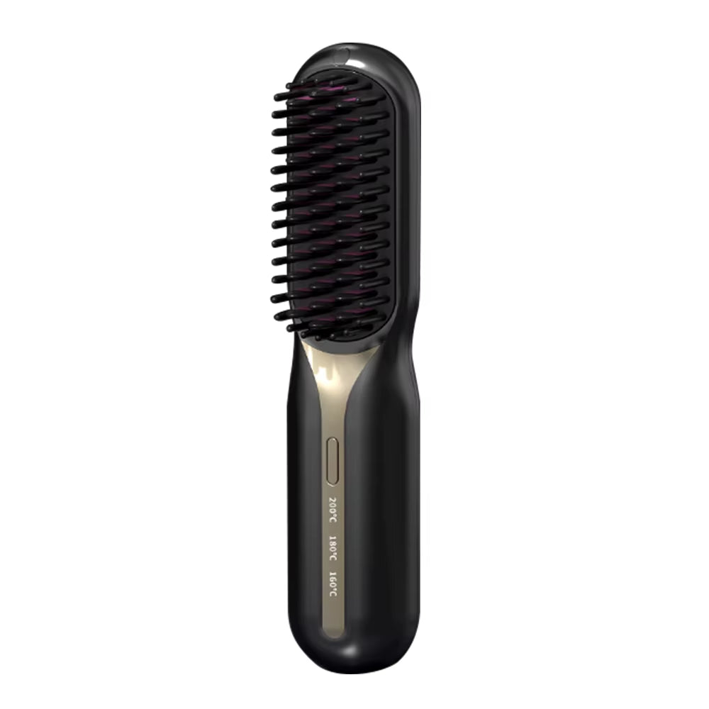 2-In-1 Electric Hot Heating Comb Hair Straightener Iron Straightening Brush Fast Charging Wet Dry Use Quick Hair Styling Tool