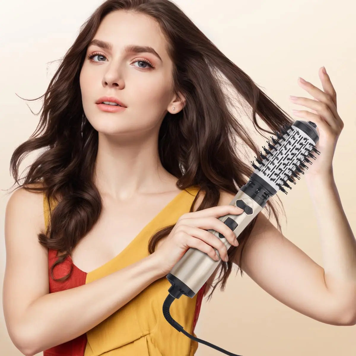 2 in 1 Hair Dryer Brush with Replacement Head, 1 Set Hot & Cold Air Automatic Rotating Hair Styling Brush, Professional Hair Styling Tool, Hair Styler for Women