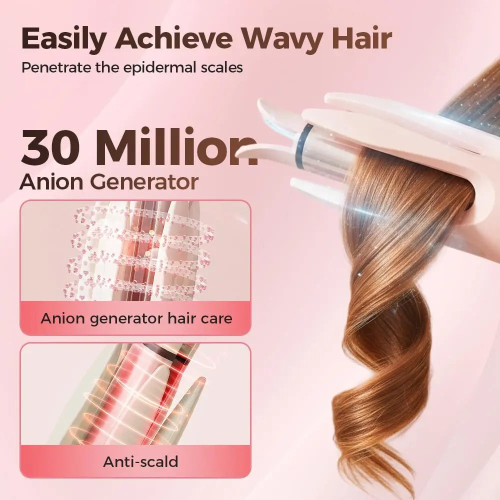 Automatic Hair Curler,Automatic Curling Iron with 4 Temperatures,Dual Voltage Rotating Curling Iron with Fast Heating and Auto Shut-Off,Hair Styling Tools for Home,Best Valentine'S Day Gift