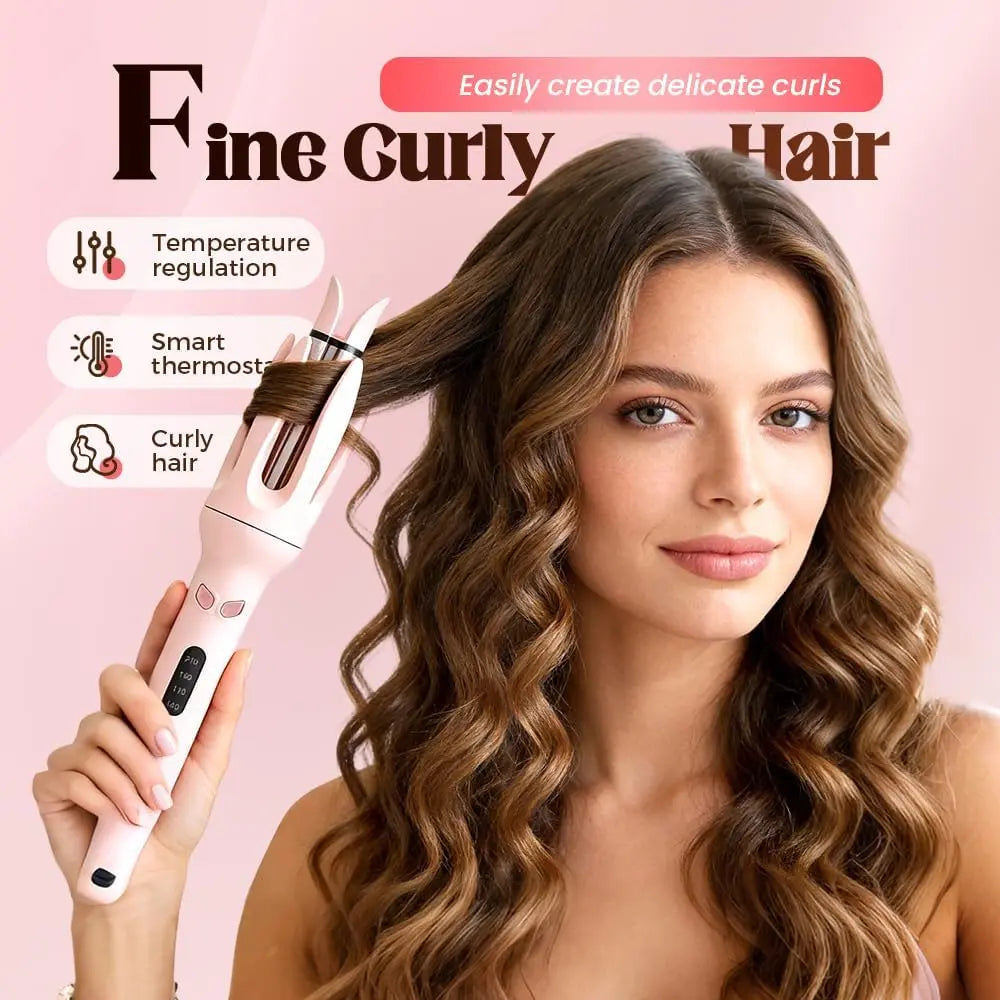 Automatic Hair Curler,Automatic Curling Iron with 4 Temperatures,Dual Voltage Rotating Curling Iron with Fast Heating and Auto Shut-Off,Hair Styling Tools for Home,Best Valentine'S Day Gift
