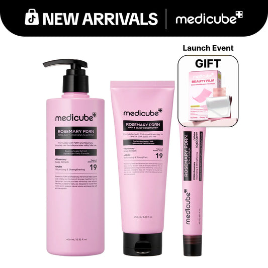 [NEW] [Medicube] Rosemary PDRN Scalp-To-Hair Strengthening Set | Includes Shampoo, Conditioner, Scalp Serum | Hair Thinning Care Set for Dry & Oily, Damaged, Frizzy Hair, Oily Flaky-Looking Scalp | Korea Hair Care