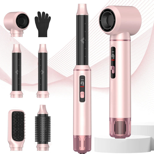Hair Styler 5 in 1, Magic Hairstyler, Hair Dryer Brush for Hair Styling, Hot Air Brush for Volumizing, Hair Wrap Dryer Set with Detachable Heads Comb, Hair Styling Tools for Drying Curling Straightening