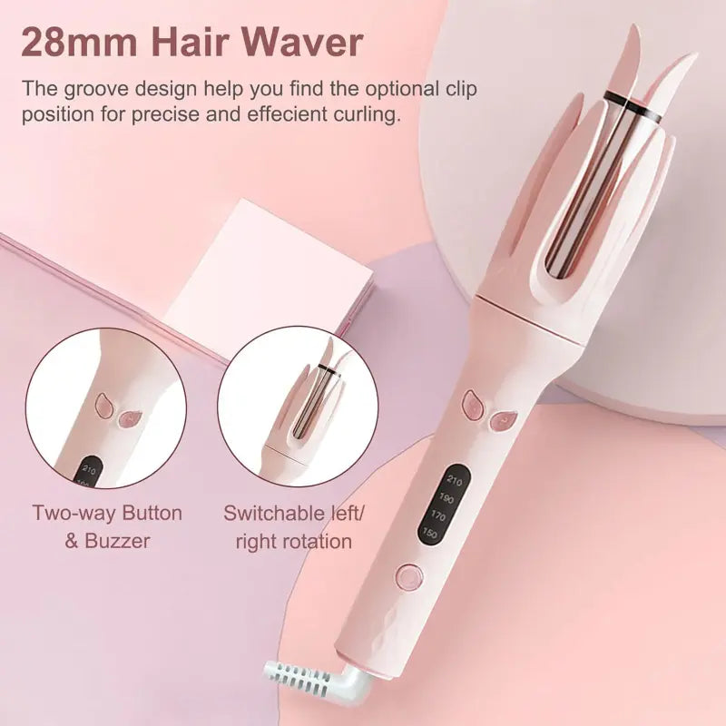 Automatic Hair Curler,Automatic Curling Iron with 4 Temperatures,Dual Voltage Rotating Curling Iron with Fast Heating and Auto Shut-Off,Hair Styling Tools for Home,Best Valentine'S Day Gift