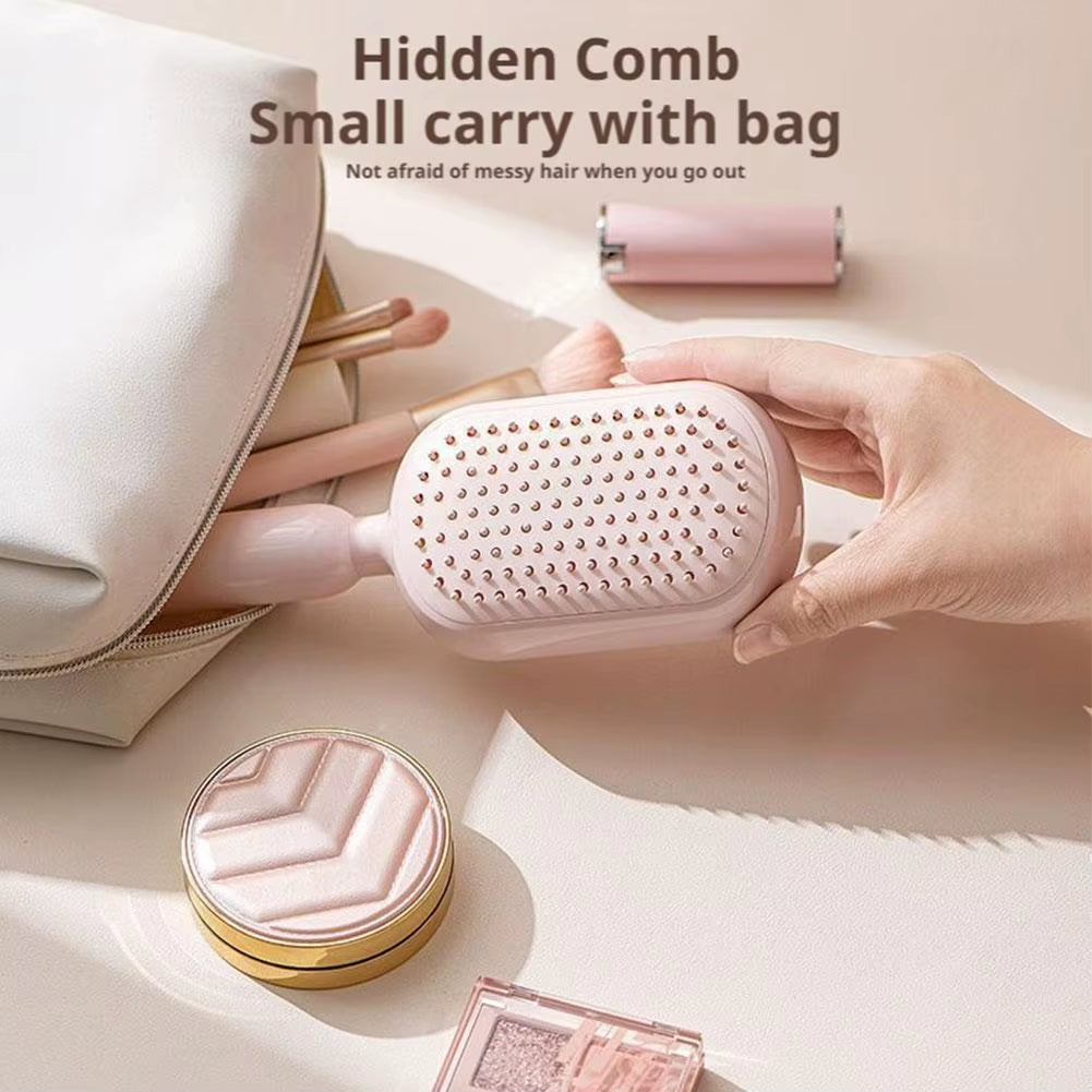 Self Cleaning Hair Comb Retractable Bristles anti Static Wet Dry Dual Use Airbag Massage Brush Barber Styling Tool