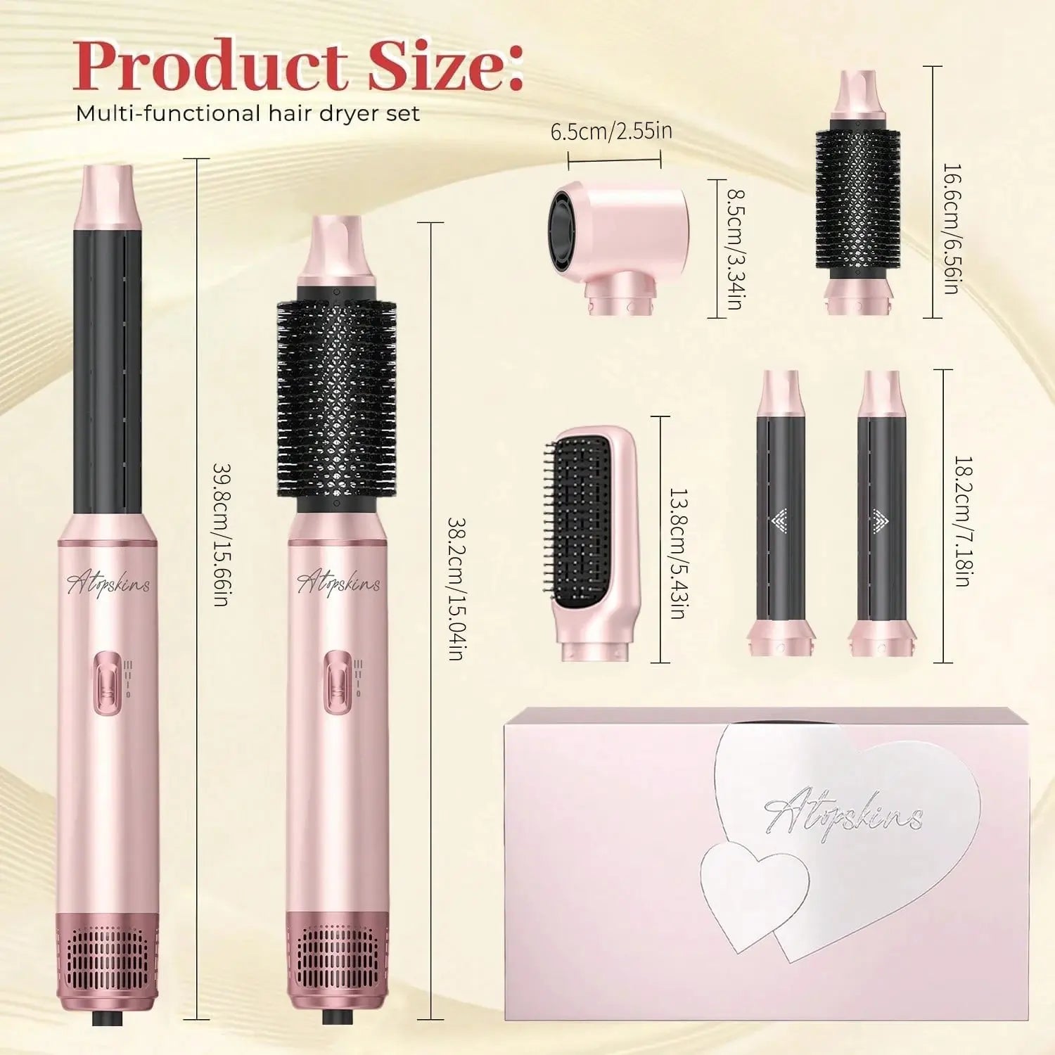 Hair Styler 5 in 1, Magic Hairstyler, Hair Dryer Brush for Hair Styling, Hot Air Brush for Volumizing, Hair Wrap Dryer Set with Detachable Heads Comb, Hair Styling Tools for Drying Curling Straightening
