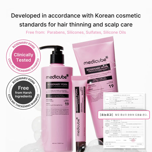 [NEW] [Medicube] Rosemary PDRN Scalp-To-Hair Strengthening Set | Includes Shampoo, Conditioner, Scalp Serum | Hair Thinning Care Set for Dry & Oily, Damaged, Frizzy Hair, Oily Flaky-Looking Scalp | Korea Hair Care