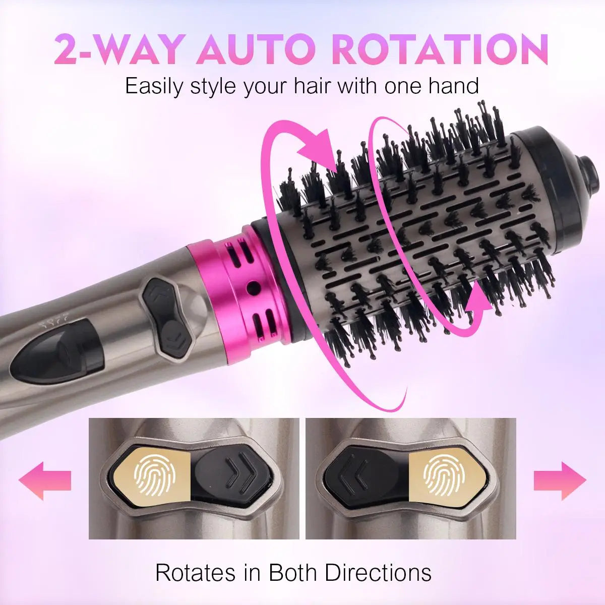 2 in 1 Hair Dryer Brush with Replacement Head, 1 Set Hot & Cold Air Automatic Rotating Hair Styling Brush, Professional Hair Styling Tool, Hair Styler for Women