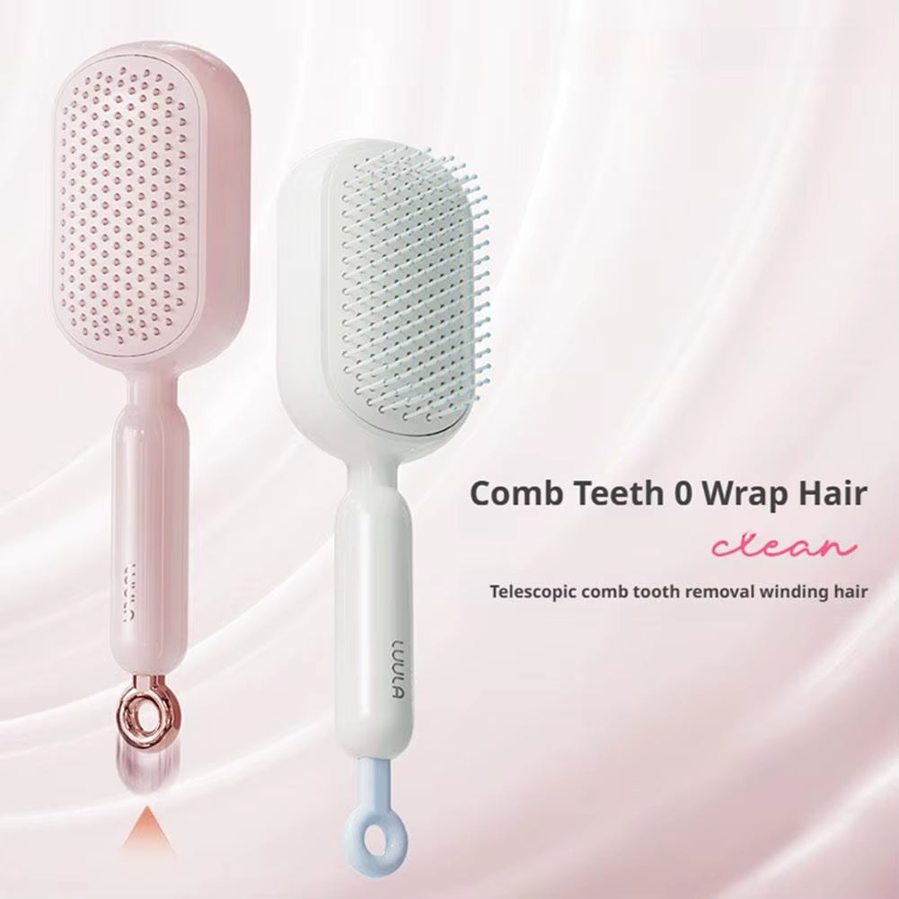Self Cleaning Hair Comb Retractable Bristles anti Static Wet Dry Dual Use Airbag Massage Brush Barber Styling Tool