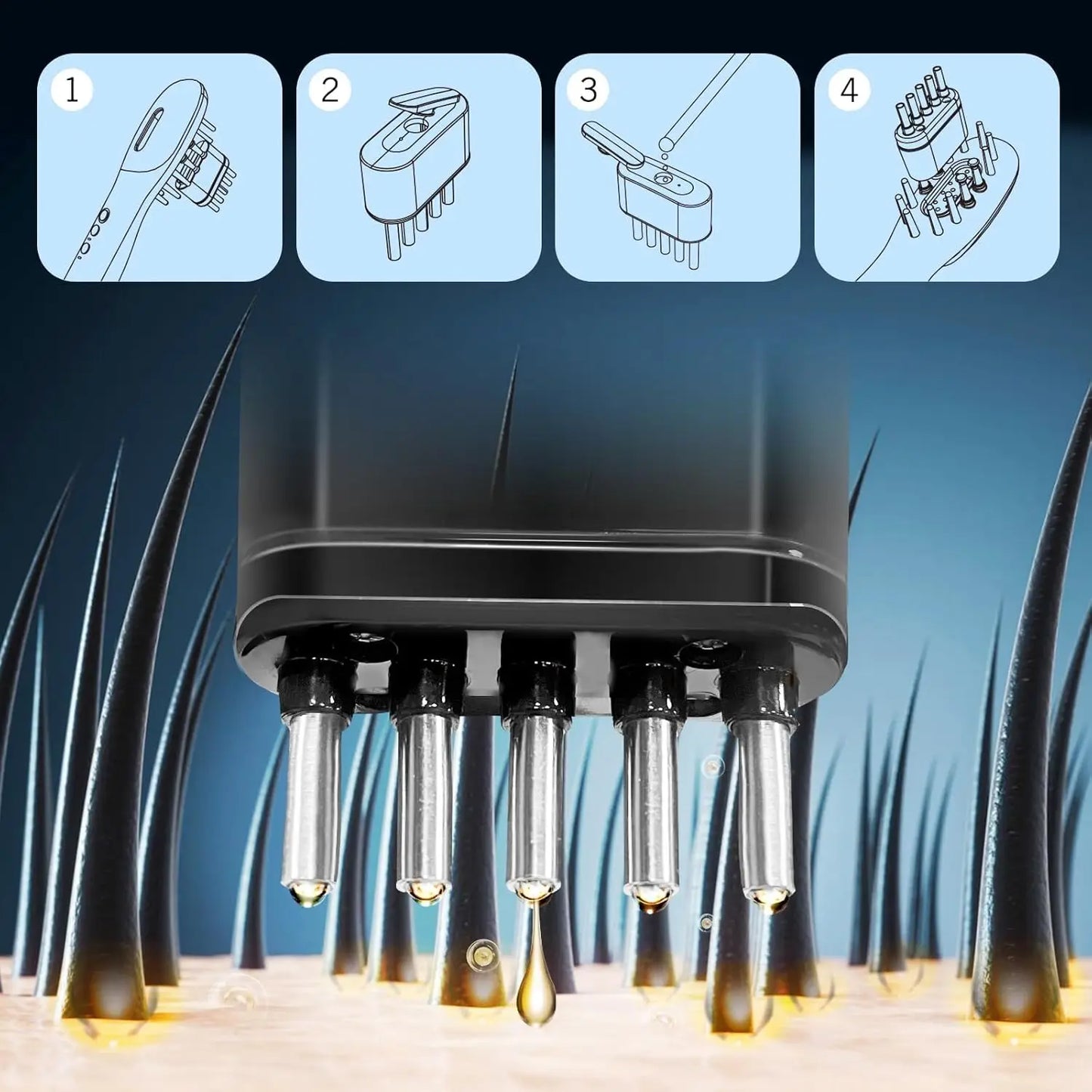 3-in-1 Red-Blue Light Hair Growth Comb w/ Oil Dispenser