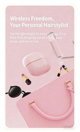 Mini Wireless Hair Straightener Brush (Pink/Black)