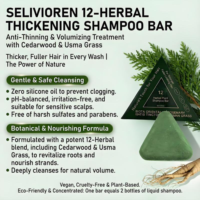 Selvioren 12-Herb Regrowth Bar | Valentine'S Gift for Wife | Stop Postpartum Shedding & Thinning Hair | Cedarwood & Usma Grass for Density | Sulfate-Free Volumizing Soap | Natural Thickening Treatment for Weak Hair | Stronger Follicles