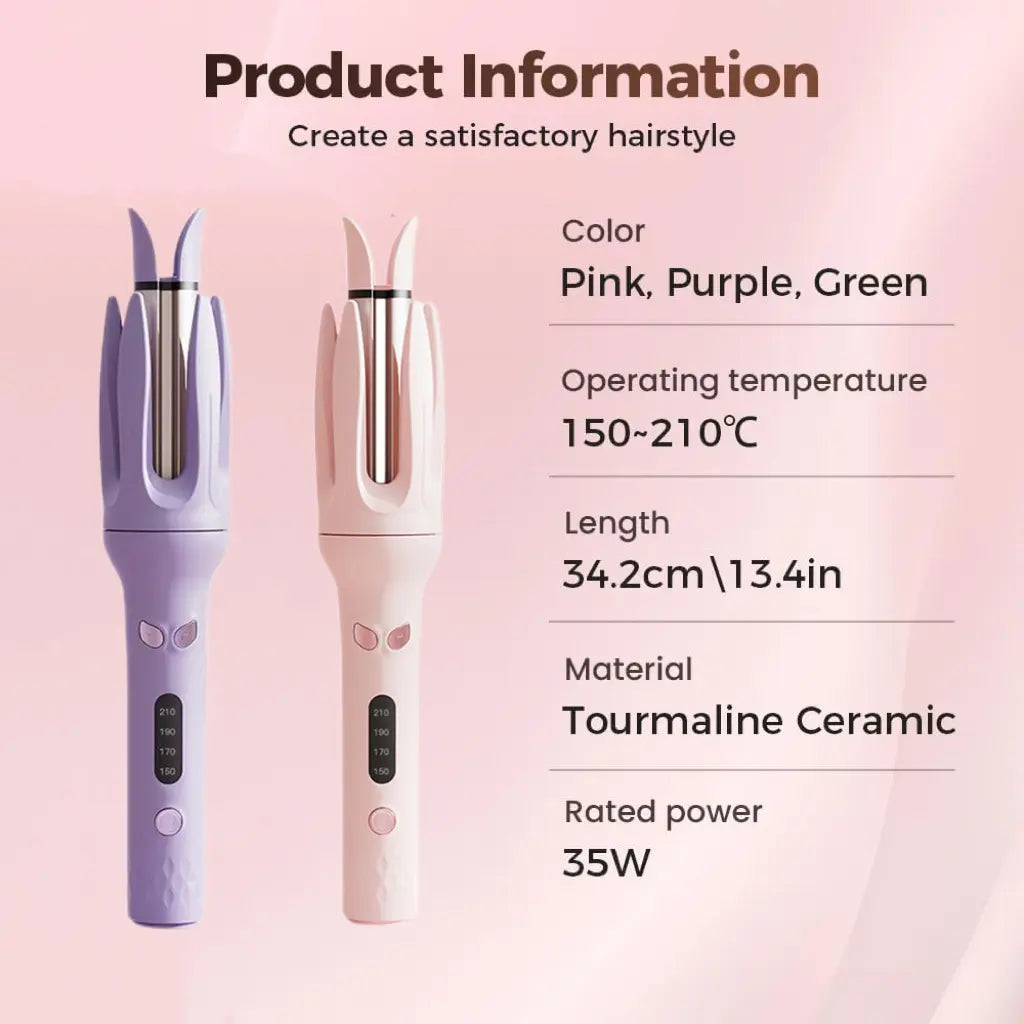 Automatic Hair Curler,Automatic Curling Iron with 4 Temperatures,Dual Voltage Rotating Curling Iron with Fast Heating and Auto Shut-Off,Hair Styling Tools for Home,Best Valentine'S Day Gift