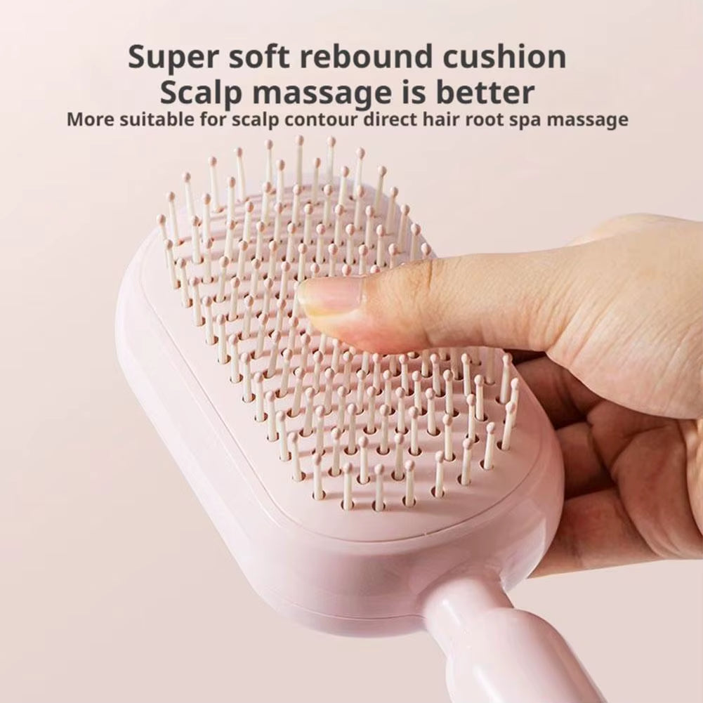 Self Cleaning Hair Comb Retractable Bristles anti Static Wet Dry Dual Use Airbag Massage Brush Barber Styling Tool