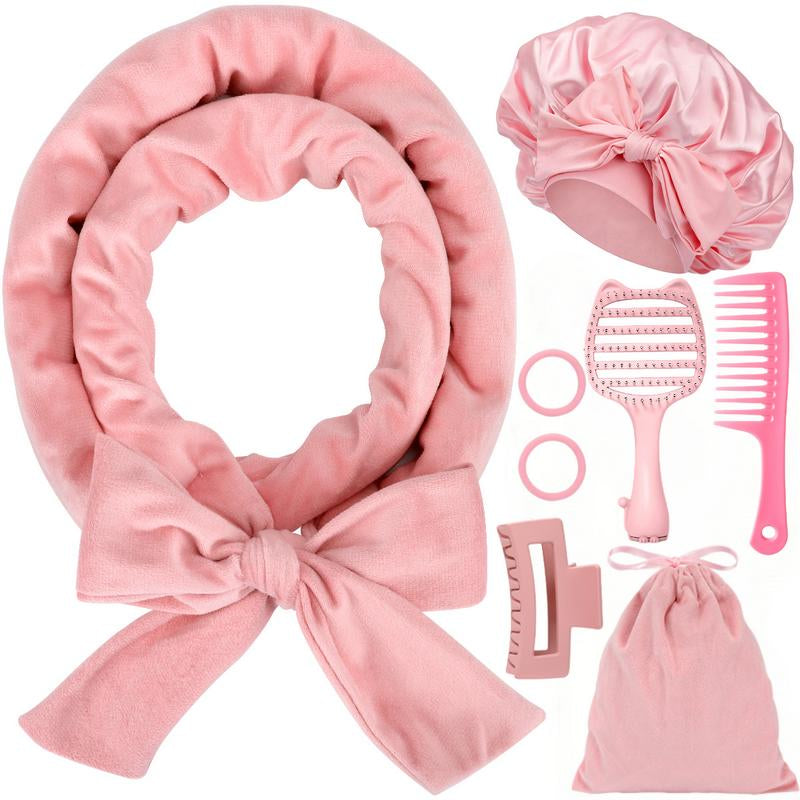 Heatless Curls No Heat Curling Rod, Velvet Hair Curlers to Sleep in Satin Bonnet Curl Styling Kit for Long Medium Hair, Soft Hair Curlers