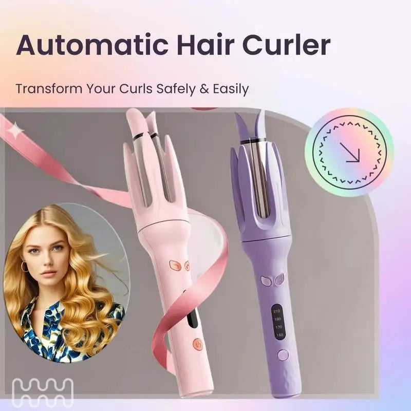 Automatic Hair Curler,Automatic Curling Iron with 4 Temperatures,Dual Voltage Rotating Curling Iron with Fast Heating and Auto Shut-Off,Hair Styling Tools for Home,Best Valentine'S Day Gift