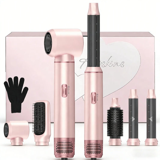 Hair Styler 5 in 1, Magic Hairstyler, Hair Dryer Brush for Hair Styling, Hot Air Brush for Volumizing, Hair Wrap Dryer Set with Detachable Heads Comb, Hair Styling Tools for Drying Curling Straightening