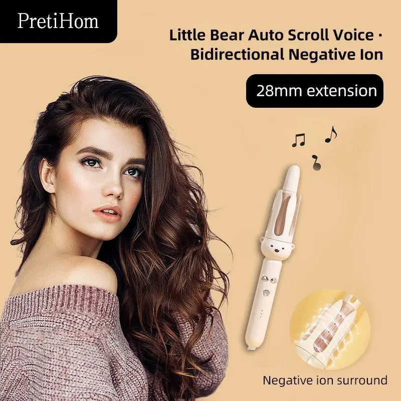 Pretihom Fully Automatic Electric Curling Stick 32Mm Largecurling Tool for Comfortable Hair Care