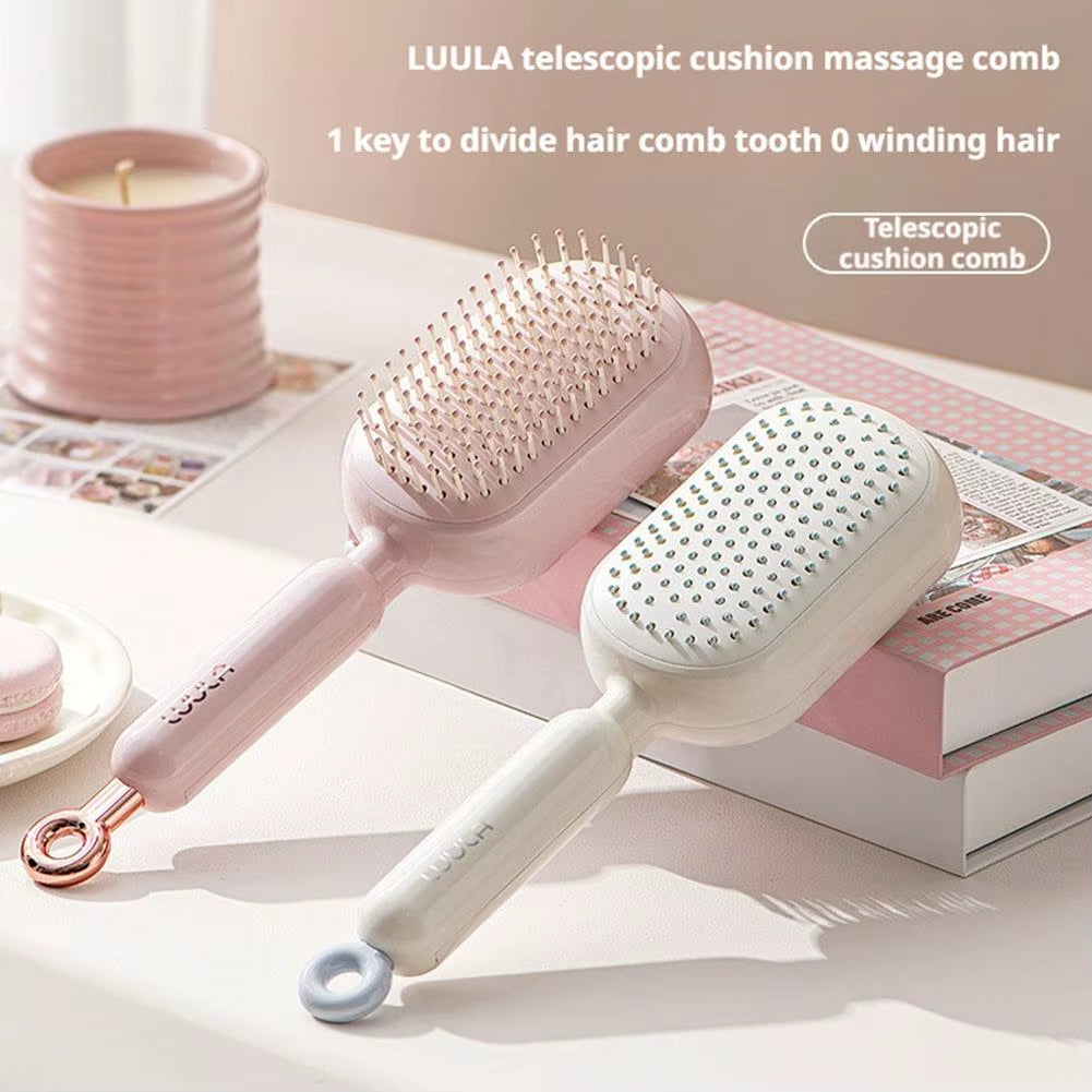 Self Cleaning Hair Comb Retractable Bristles anti Static Wet Dry Dual Use Airbag Massage Brush Barber Styling Tool