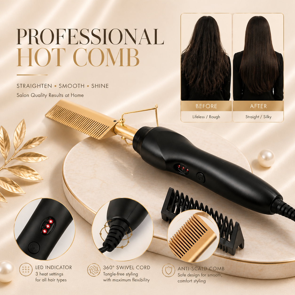 Hot Comb Press Hair Straightener