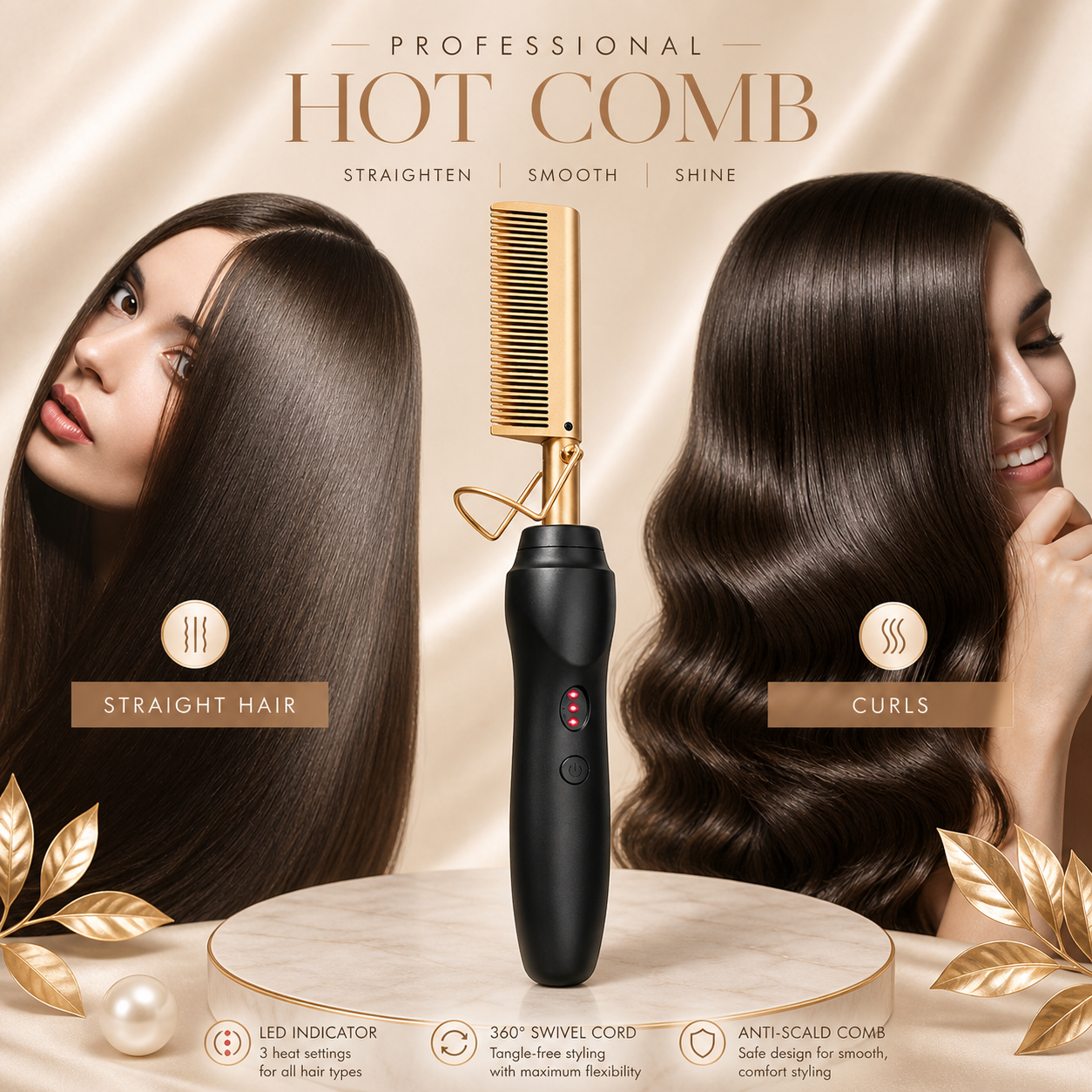 Hot Comb Press Hair Straightener