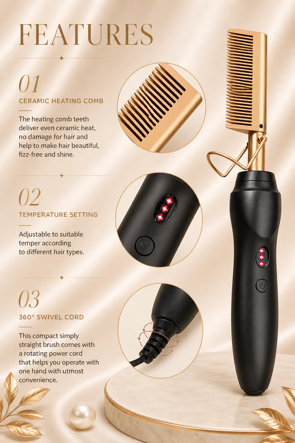 Hot Comb Press Hair Straightener
