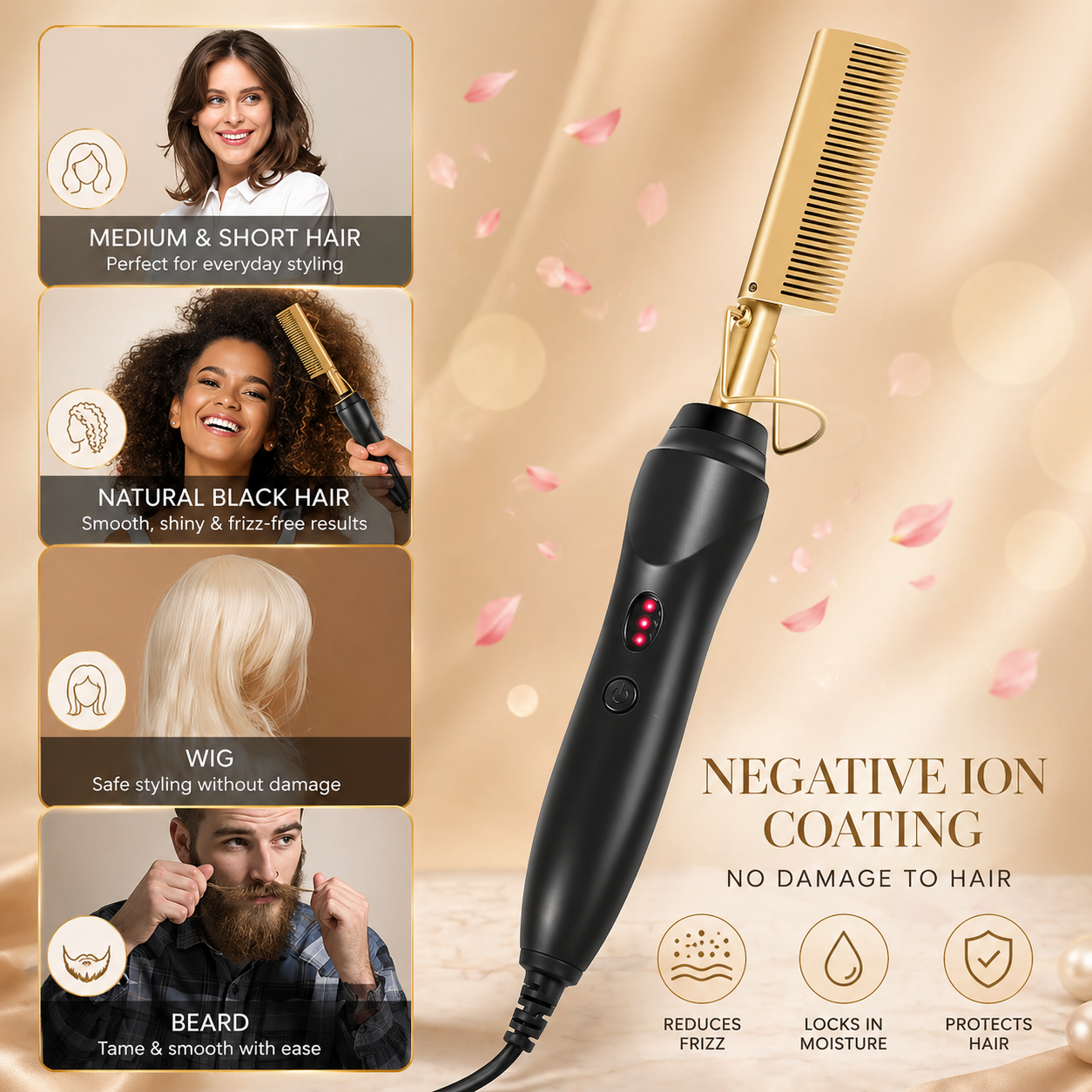 Hot Comb Press Hair Straightener